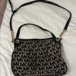Michael Kors Black and Tan Shoulder Bag
